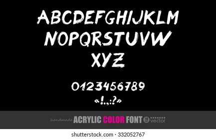 Handwritten Acrylic Font with Numbers and Symbols.
PERFECT FOR: Branding, Logos, Greeting Cards, Stationery Design,
Invitations, T-shirts, Packaging Posters, Typographic Design.
Vector Illustration. 