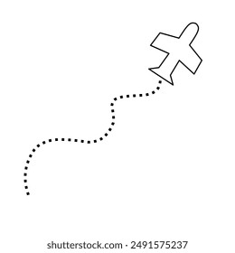 Handwritten airplane image hand-painted with lines with broken lines
