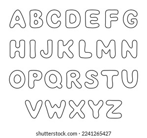 Handwritten alphabet. ABC set. Can be used for school posters, kids decorations, cards, stickers. Isolated vector illustration on white background.