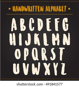 Handwritten alphabet. Brush script on background. Vector lettering