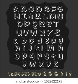 Handwritten alphabet calligraphic characters vector typeface vintage and numbers