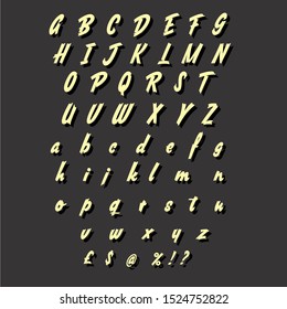 Handwritten alphabet calligraphic characters vector typeface vintage