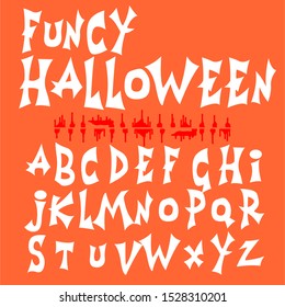 Handwritten alphabet letters named fancy Halloween. haunt fonts. halloween letters. spooky alphabets
