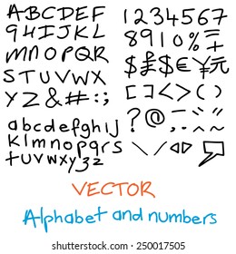 A  handwritten alphabet with numbers, upper and lower case characters and symbols