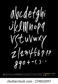 Handwritten alphabet / alphabet and numbers / vector - calligraphy