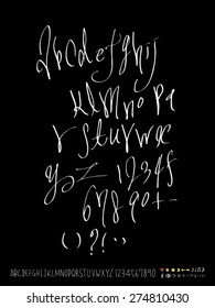 Handwritten alphabet / alphabet and numbers / vector - calligraphy