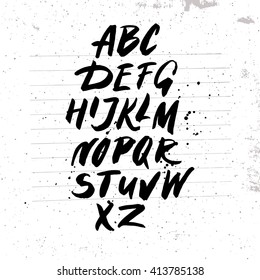 Handgeschriebenes Alphabet auf weißem Hintergrund.  Vektorgrafik.