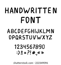 Handwritten alphabet and punctuation. Vector illustration, EPS 10.