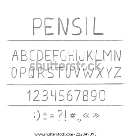 Handwritten alphabet and punctuation. Vector illustration, EPS 10.
