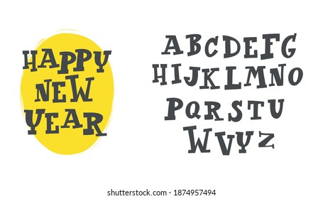 Handwritten alphabet. Suitable for printing on T-shirts, posters and postcards.