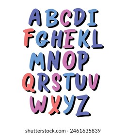 Handwritten alphabet. Suitable for printing on T-shirts, posters and postcards.