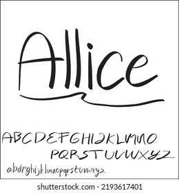 Handwritten alphabet uppercase and lowercase font