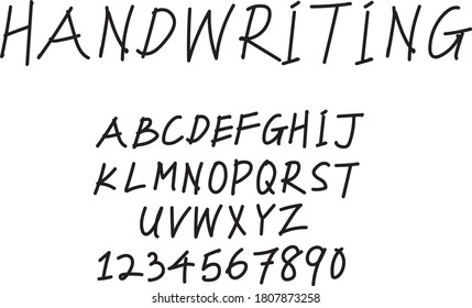 Handwritten alphabet using marker pen.
