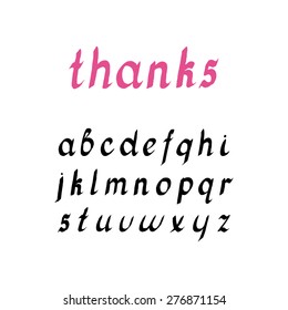  Handwritten alphabet. The word "Thanks". Handwritten letters. Vector EPS 10.