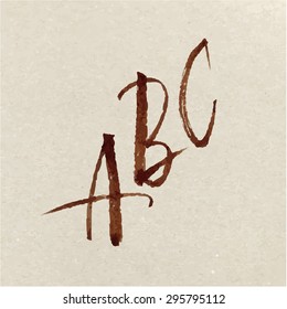 Handwritten alphabet written with brush pen. Brush pen alphabet. 