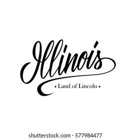 Handwritten american state name Illinois. Calligraphic element for your design. Vector illustration.