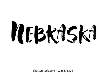 Handwritten American State Name Nebraska Calligraphic Stock Vector ...