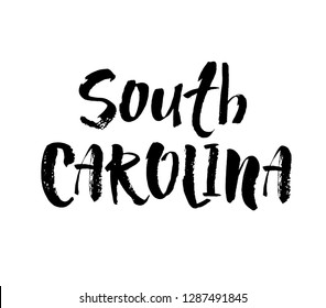 Handwritten american state name South Carolina. Calligraphic element for your design. Modern brush calligraphy. Vector illustration.