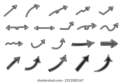 Handwritten arrow set of white arrows surrounded by black edges