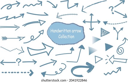 Handwritten arrows, monochromatic variation set in a subdued blue