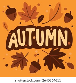 Handwritten Autumn Text Surrounded by Colorful Leaves