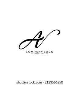 Logotipo de letra AV manuscrita. vector de firma simple