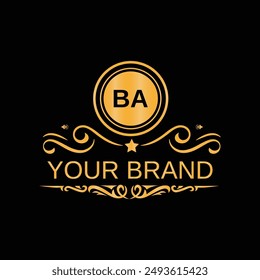 Handwritten BA letters logo design with vector