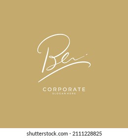 Handwritten BE letter logo. Simple signature vector