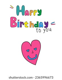 Handwritten Birthday Card. Children's birthday card. A card written by a child's hand 