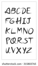 handwritten black alphabet