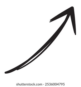 Handwritten black arrow illustration rising to the upper right