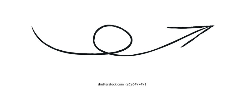 Handwritten black arrow swirling pointing up. Arrow drawn by hand with a line