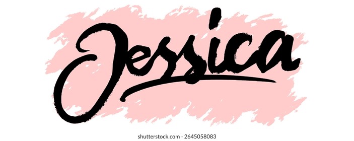 Handwritten black graffiti name “Jessica” with pink splatter background. Feminine and trendy tag design perfect for digital stickers, streetwear graphics, and urban-style artwork.