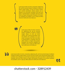 Handwritten brackets and quotes. Template vector set with quotes. Quote blank template.Empty template.Business card template, paper sheet, information, text. Print design. Quote form