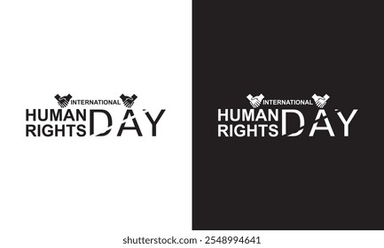 Handwritten brush calligraphy International Human Rights Day. Vector illustration. isolated on white and black background. EPS 10