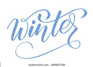 Handwritten brush calligraphy Winter isolated on white. Vector illustration.