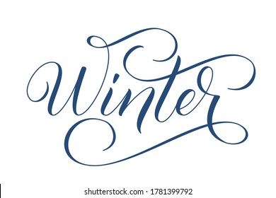 Calligrafía de cepillo manuscrito Invierno aislado en blanco. Ilustración vectorial.