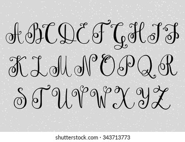 Handwritten Brush Flourish Font Capital Letters Stock Vector (Royalty ...