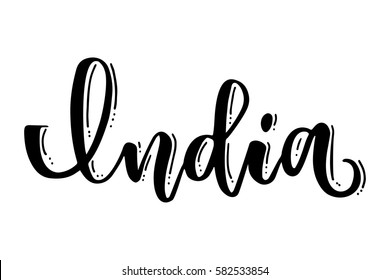 Handwritten brush lettering of Happy Holi on white background. Lettering template for banner or gift card. Vector illustration.