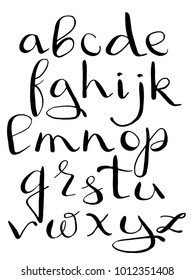 Handwritten brush pen alphabet, vector format.