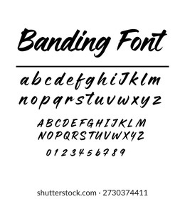 Handwritten Brush Script Alphabet and Numbers Vector Set