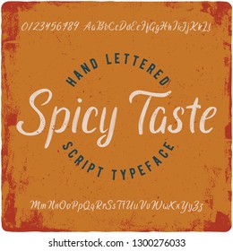 Handwritten Brush Script Typeface Named Spicy Taste. Hand Crafted Font. Lettering Logo Alphabet.