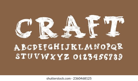 Handwritten brush serif font in urban style. Letters and numbers with rough texture for emblem and headline design