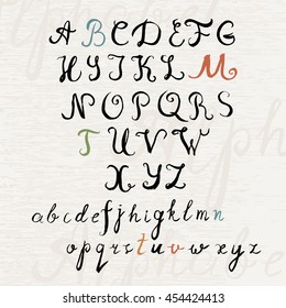 Handwritten brush style calligraphy font. Vector type.
