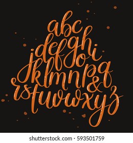 Handwritten Brush Style Letters. Modern Calligraphy. Hand Lettering Vector Alphabet. Hand Drawn Font.