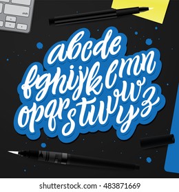 Handwritten brush style modern calligraphy cursive font. Decorative alphabet. Cute calligraphy letters for postcard, logo design, poster decorative graphic design. Type vector.