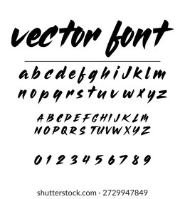 Handwritten Brush Vector Font Alphabet with Numbers