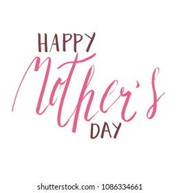 Handwritten brush vector lettering Happy Mother's day isolated on white.