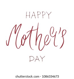 Handwritten brush vector lettering Happy Mother's day isolated on white.