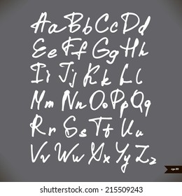 Handwritten calligraphic alphabet